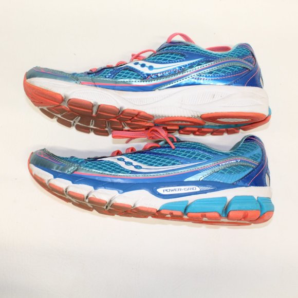 Saucony Ride 7 Running Shoes Turquoise Blue Coral OrangeS10241-1 Womens Size 9M - Picture 6 of 11